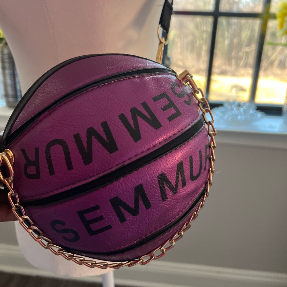 Purple basketball purse with strap